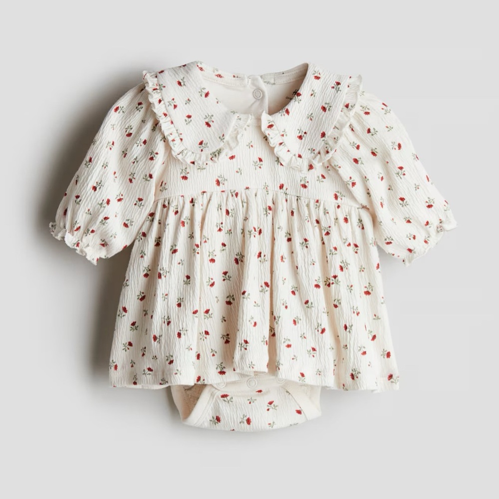 H&M White and Red Floral Baby Dress